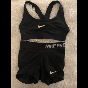 Nike sports bra and short set girls youth XS